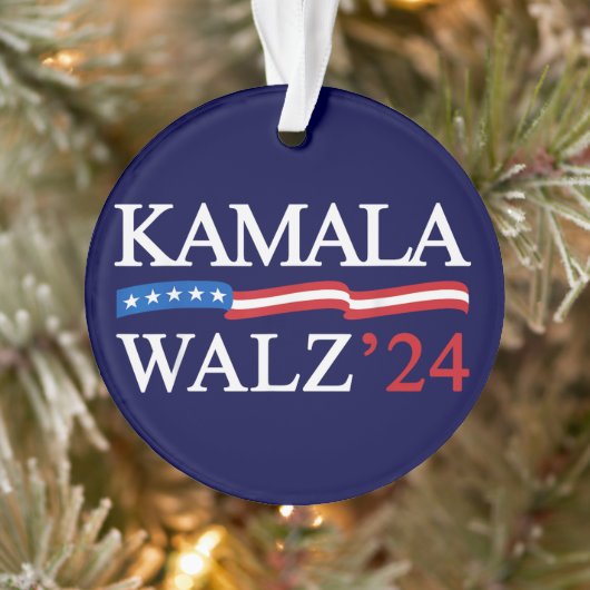 Kamala Harris Walz 2024 Duidelijk Blauw Ornament (Boom)