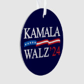 Kamala Harris Walz 2024 Duidelijk Blauw Ornament (voorkant)