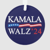 Kamala Harris Walz 2024 Duidelijk Blauw Ornament (achterkant)