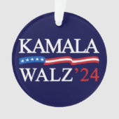 Kamala Harris Walz 2024 Duidelijk Blauw Ornament (voorkant)