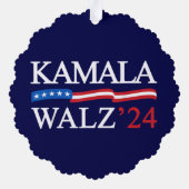 Kamala Harris Walz 2024 Duidelijk Blauw Ornament Kaart (Achterkant)