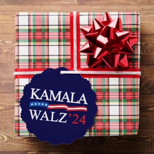 Kamala Harris Walz 2024 Duidelijk Blauw Ornament Kaart (Insitu (Geschenk))