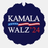Kamala Harris Walz 2024 Duidelijk Blauw Ornament Kaart (Voorkant)