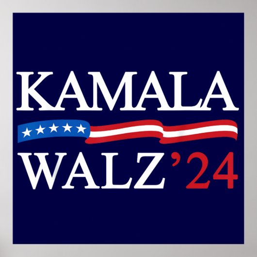 Kamala Harris Walz 2024 Duidelijk Blauw Poster (Voorkant)
