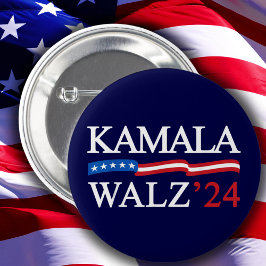 Kamala Harris Walz 2024 Duidelijk Blauw Ronde Button 5,7 Cm