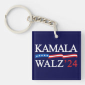 Kamala Harris Walz 2024 Duidelijk Blauw Sleutelhanger (Voorkant)