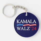 Kamala Harris Walz 2024 Duidelijk Blauw Sleutelhanger (Voorkant)