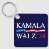 Kamala Harris Walz 2024 Duidelijk Blauw Sleutelhanger (Voorkant)
