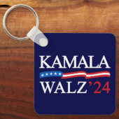 Kamala Harris Walz 2024 Duidelijk Blauw Sleutelhanger (Voorkant)