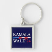 Kamala Harris Walz 2024 Duidelijk Blauw Sleutelhanger (Voorkant)