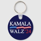 Kamala Harris Walz 2024 Duidelijk Blauw Sleutelhanger (Voorkant)
