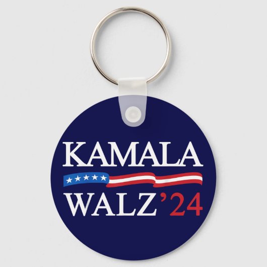 Kamala Harris Walz 2024 Duidelijk Blauw Sleutelhanger (Achterkant)