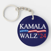 Kamala Harris Walz 2024 Duidelijk Blauw Sleutelhanger (Voorkant)