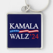 Kamala Harris Walz 2024 Duidelijk Blauw Sleutelhanger (Voorkant)