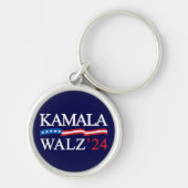 Kamala Harris Walz 2024 Duidelijk Blauw Sleutelhanger (Voorkant)