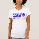 Kamala Harris Walz 2024 Roze en Blauw T-shirt (Voorkant)