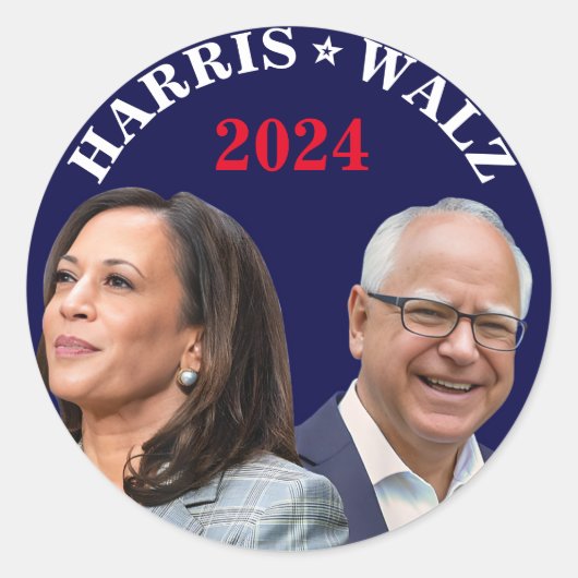 Kamala Harris Walz Foto - President Vice Foto's Ronde Sticker (Voorkant)
