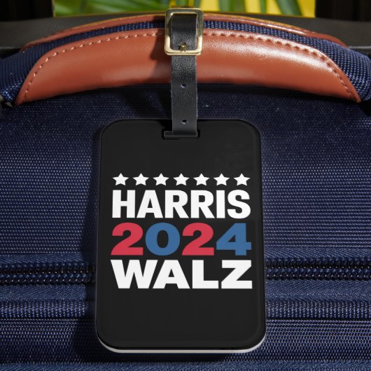 Kamala Harris Walz voor President Vice-President Bagagelabel (Voorkant Insitu 2)