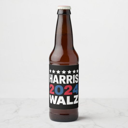 Kamala Harris Walz voor President Vice-President Bier Etiket (Voorkant)