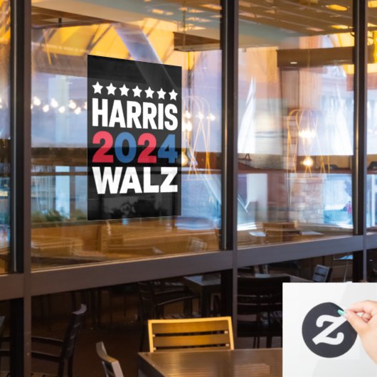 Kamala Harris Walz voor President Vice-President Raamsticker (Restaurant Raam)
