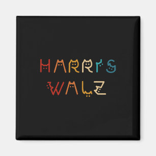 Kamala Harris Walz Waltz 2024 Kattenbelettering Po Magneet