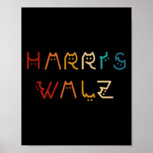Kamala Harris Walz Waltz 2024 Kattenbelettering Po Poster