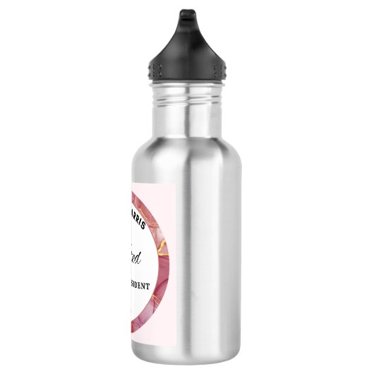 Kamala Harris Waterfles. Roze Logo Waterfles (Rechts)