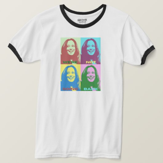 Kamala Harris: We gaan niet terug naar Pop Art Rin T-shirt (Design voorkant)