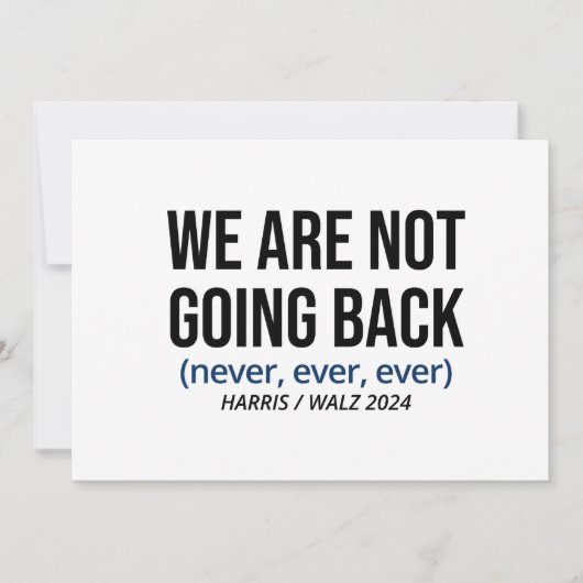 Kamala Harris We gaan niet terug, stem Harris Kaart (Voorkant)