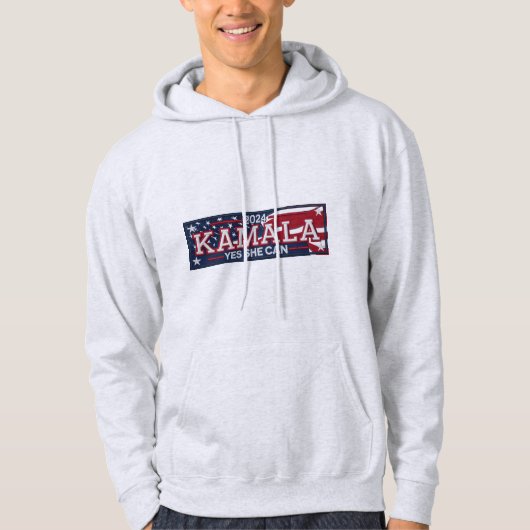 KAMALA HARRIS "YES SHE CAN" Mannen Hoodie (Voorkant)