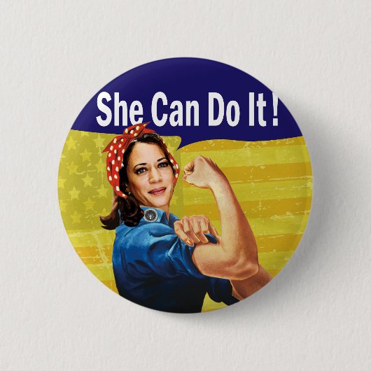 Kamala Harris, ze kan het! Button (Voorkant)