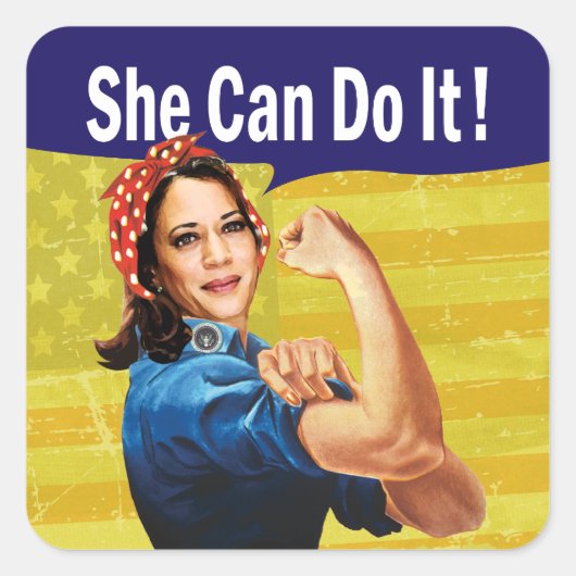 Kamala Harris, ze kan het! Vierkante Sticker (Voorkant)