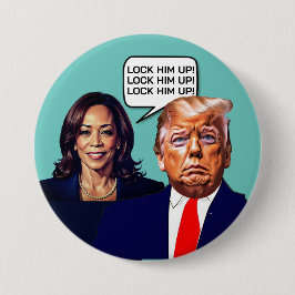 Kamala Harris zegt Trump op slot te doen Ronde Button 7,6 Cm