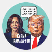 Kamala Harris zegt Trump op slot te doen Ronde Sticker (Voorkant)