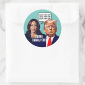 Kamala Harris zegt Trump op slot te doen Ronde Sticker (Tas)
