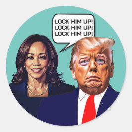Kamala Harris zegt Trump op slot te doen Ronde Sticker