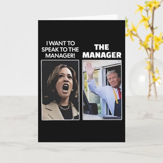 Kamala I Want To Speak To The Manager Trump Mcdona Kaart (Gele Bloem)