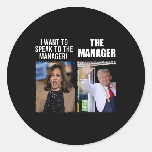 Kamala, ik wil de manager spreken ronde sticker (Voorkant)