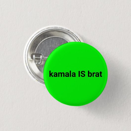 Kamala is zwart en neon groen cool ronde button 3,2 cm (Voorkant /achterkant)