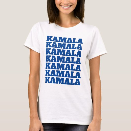 KAMALA KAMALA blauw-democratische tekst T-shirt (Voorkant)