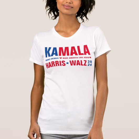 KAMALA-karmische Avenger Make America Love Again T-shirt (Voorkant)