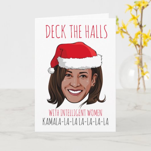 Kamala Kerst Kaart: Dek de Hallen Kaart (Gele Bloem)