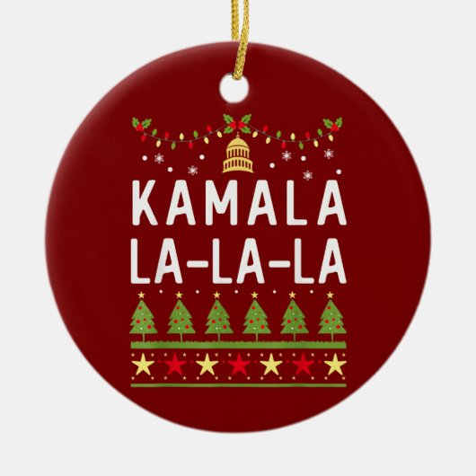 Kamala La La Funny Harris Kerst Lelijk Keramisch Ornament (Voorkant)