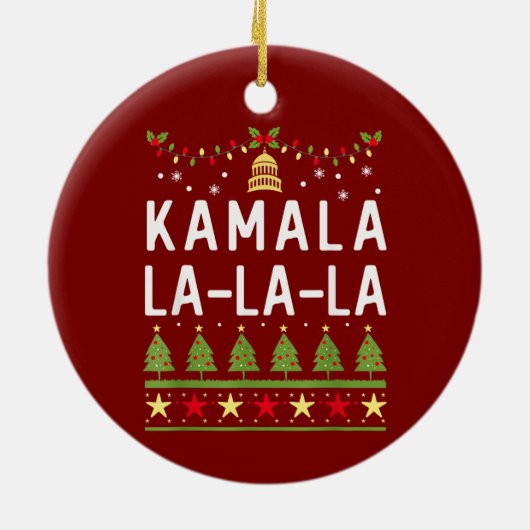 Kamala La La Funny Harris Kerst Lelijk Keramisch Ornament (Achterkant)
