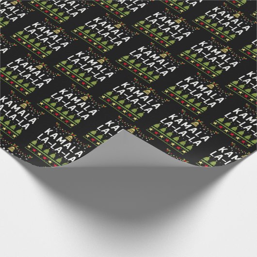Kamala La La Funny Harris Kerst Lelijk Zwart Cadeaupapier (Hoek)