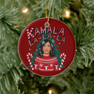 Kamala-la-la-la Funny Christmas Kamala Harris Keramisch Ornament