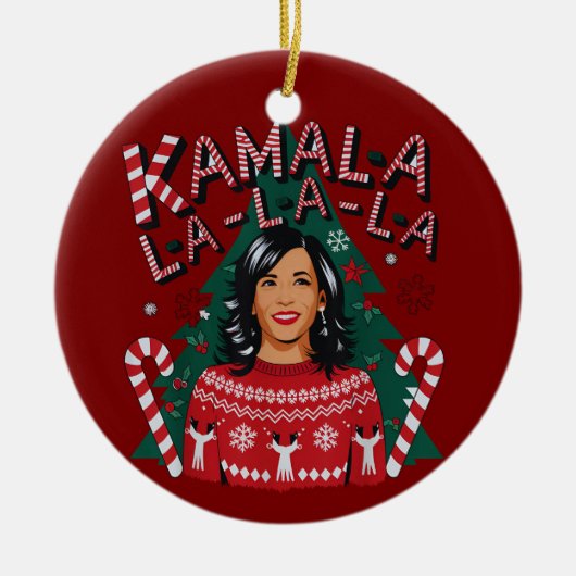 Kamala-la-la-la Funny Christmas Kamala Harris Keramisch Ornament (Voorkant)