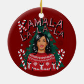 Kamala-la-la-la Funny Christmas Kamala Harris Keramisch Ornament (Achterkant)