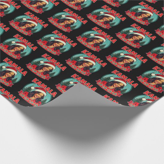 Kamala La La La Funny Christmas Kerstman Hoed Kers Cadeaupapier (Hoek)