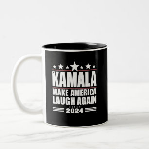 Kamala laat Amerika weer lachen Amerikaanse vlag 2 Tweekleurige Koffiemok
